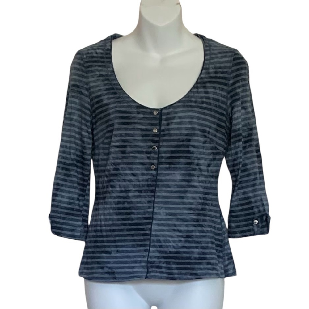 Karen Millen Striped Tie Dye 3/4 Sleeve Top Size 8